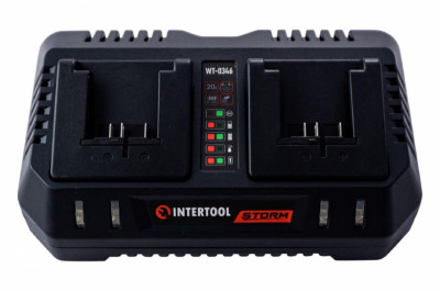 Зарядное устройство для аккумулятора Intertool - 20В x 4Ач Li-Ion Storm для 2 АКБ (WT-0346)