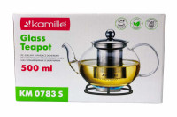 Чайник стеклянный огнеупорный Kamille - 500мл с заварником (0783S)