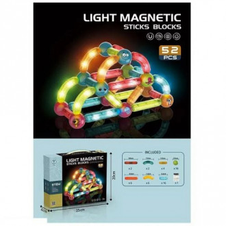 Магнитный конструктор светящийся "Light Magnetic Sticks blocks", 52 дет MIC