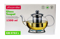Чайник стеклянный огнеупорный Kamille - 1200мл с заварником (0783L)