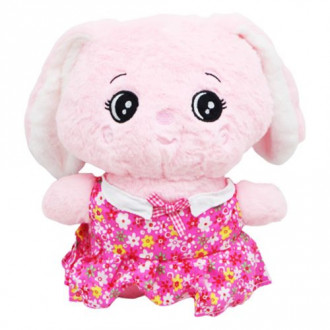 Мягкая игрушка заяц розовый в розовом платье MiC  3 года 