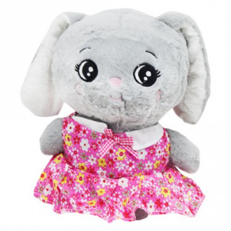 Мягкая игрушка заяц серый в розовом платье MiC  3 года 