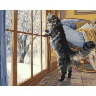 Картина по номерам "Котик у окна" 40x50 см Origami Украина