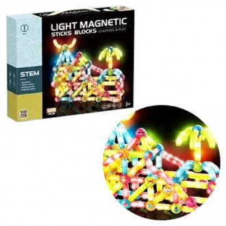 Магнитный конструктор светящийся "Light Magnetic Sticks blocks", 128 дет MIC