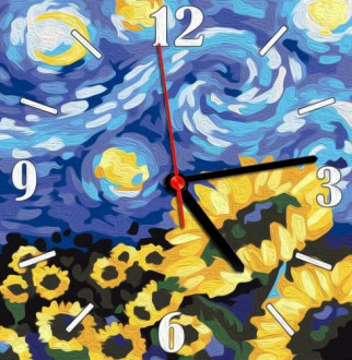 Часы-картина по номерам "Звездная ночь", 30х30 см Art Story Украина