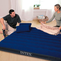 Матрас надувной велюровый с подушками и насосом, 152х203х25 см MiC  