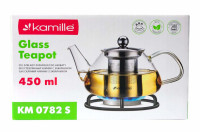 Чайник стеклянный огнеупорный Kamille - 450мл с заварником (0782S)
