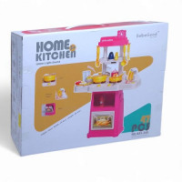 Кухня с посудой &quot;Home Kitchen&quot; на батарейках, музыка, свет, течет вода, 47 элементов (розовая) Beibe Good