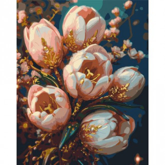 Картина по номерам с красками металлик "Нежные тюльпаны" 50x60 см Origami Украина