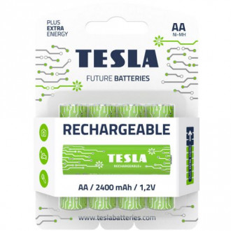 Батарейки аккумуляторные TESLA AA GREEN+ RECHARGEABLE (HR6), 4 штуки MiC Чехия 