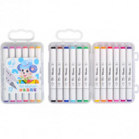 Фломастеры двусторонние Скетч маркеры 12 цветов COLOR-IT Art Marker в пластиковом футляре ZS-218