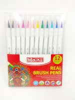 Набор фломастеров кисточка на водной основе Real Brush 12 цветов                 Maxi