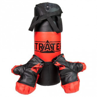 Боксерский набор Груша и перчатки, 50 см (красно-черный) Strateg