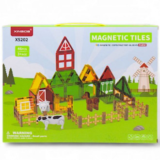 Конструктор магнитный "Magnetic Tiles: ферма", 46 деталей XINBIDA