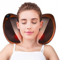 Массажная подушка для шеи с инфракрасным прогревом для дома и авто 12в Massage Pillow