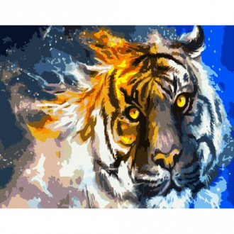 Картина по номерам "Огненный тигр" ★★★ Strateg Украина