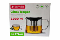 Чайник стеклянный огнеупорный Kamille - 1000мл с заварником (0776M)